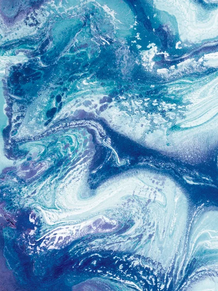 Fondo Pintado Mano Abstracto Creativo Azul Textura Mármol Océano Abstracto —  Fotos de Stock