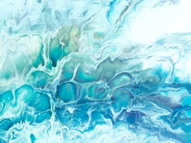 Mavi, soyut el boyası arka plan, mermer dokular, soyut okyanus, tuval üzerinde akrilik boya. Modern sanat. Çağdaş sanat.