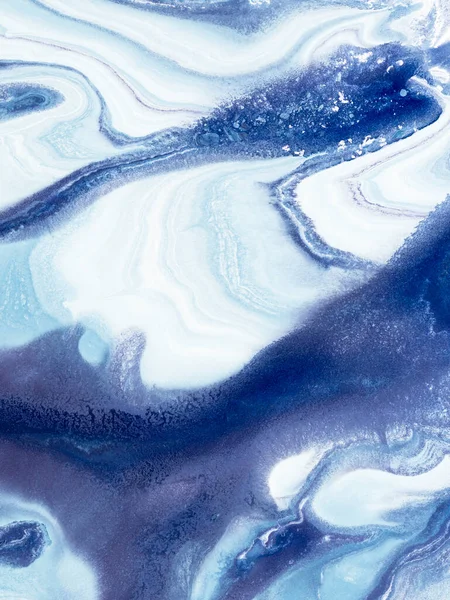 Абстрактная Голубая Живопись Творческий Ручной Фон Мраморная Фактура Океан Водная — стоковое фото