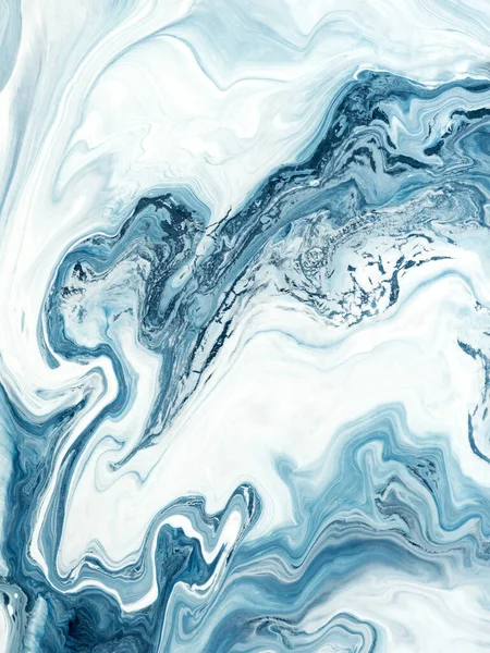 Blå Kreativ Abstrakt Handmålad Bakgrund Marmor Konsistens Abstrakt Hav Akryl — Stockfoto