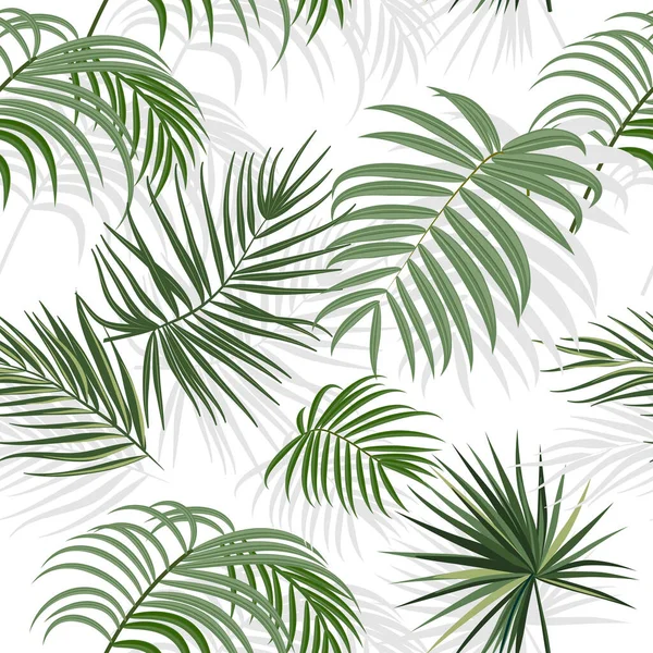 熱帯ジャングルのヤシの葉のシームレスなパターン ベクトルの背景 — ストックベクタ