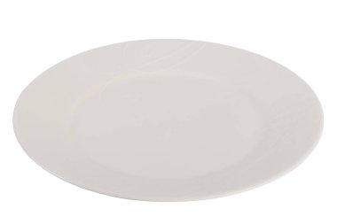 Beyaz bir arka plan üzerinde lüks güzel beyaz seramik tabak
