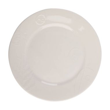 Beyaz bir arka plan üzerinde lüks güzel beyaz seramik tabak