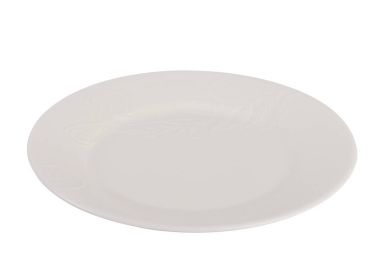 Beyaz bir arka plan üzerinde lüks güzel beyaz seramik tabak