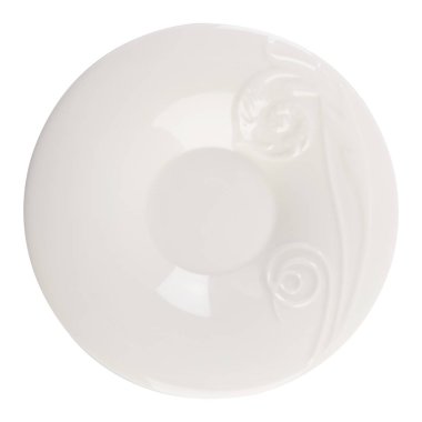 Beyaz bir arka plan üzerinde lüks güzel beyaz seramik tabak