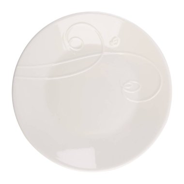 Beyaz bir arka plan üzerinde lüks güzel beyaz seramik tabak