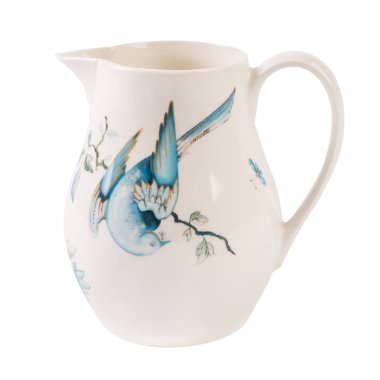 Beyaz bir arka plan üzerine çiçek baskı boyalı seramik beyaz daire