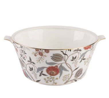 Güzel seramik kasesi, çiçek baskı, kırpma, beyaz arka plan