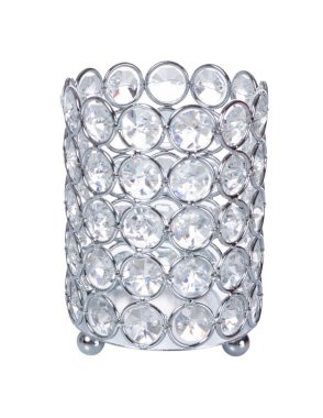 Güzel lüks kristal vazo ile beyaz arka plan üzerinde izole kristalleri