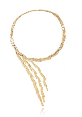  Altın, beyaz arka plan üzerinde bitki parçaları ve çiçek güzel lüks büyük kolye kaplı