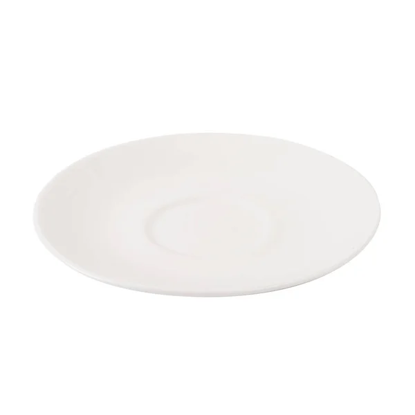 Πολυτελές πανέμορφο λευκό κεραμικό πιάτο σε λευκό φόντο — Φωτογραφία Αρχείου