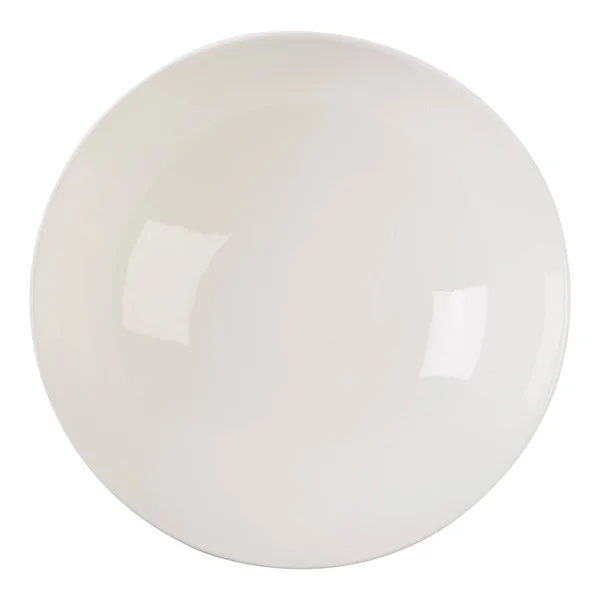 Placa de cerâmica branca bonita luxuosa em um fundo branco — Fotografia de Stock
