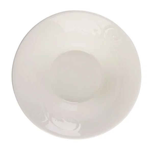 Luxus gyönyörű fehér kerámia tányér fehér alapon — Stock Fotó