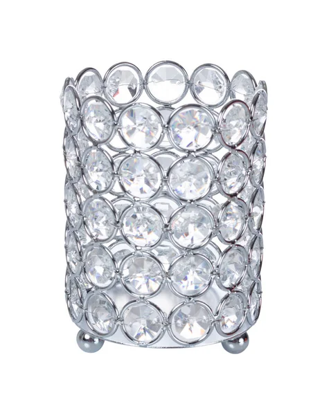 Güzel lüks kristal vazo ile beyaz arka plan üzerinde izole kristalleri