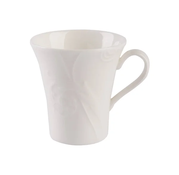 Taza de té blanco con patrones aislados sobre fondo blanco — Foto de Stock