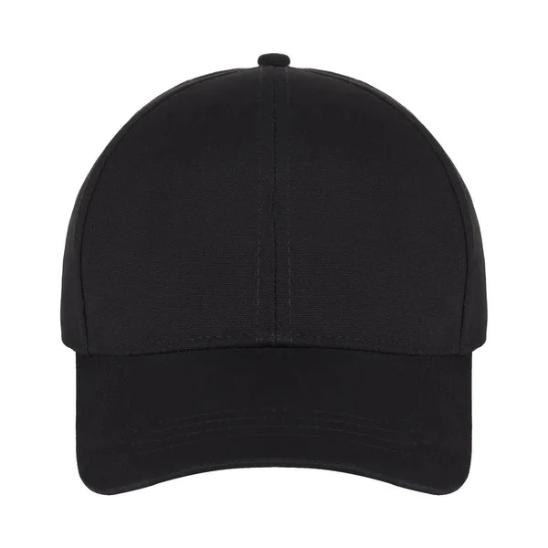 Siyah beyzbol şapkası beyaz arka planda, temiz, önden görünüm