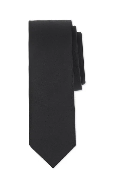 Hermosa corbata negra masculina sobre un fondo blanco — Foto de Stock