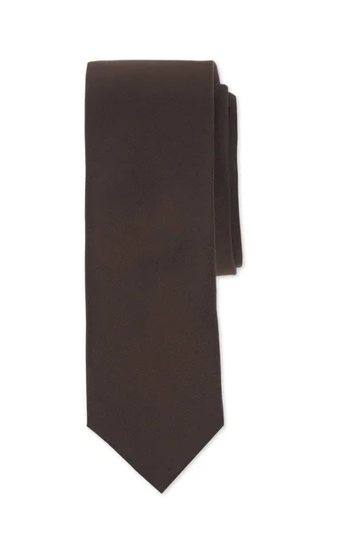 Belle cravate masculine brune sur fond blanc — Photo