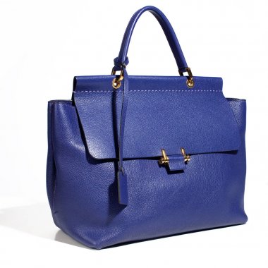 Deri lüks mor çanta beyaz arka plan üzerinde