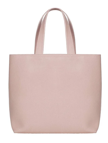 Beyaz bir arka plan üzerinde güzel lüks parlak pembe deri çanta