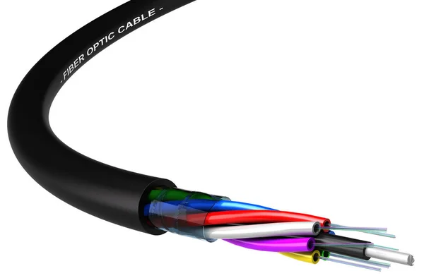 Cable de fibra óptica aislado sobre fondo blanco — Foto de Stock