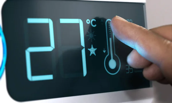 Ar Condicionado Controle de Temperatura, Grau Celsius. Home Automa — Fotografia de Stock