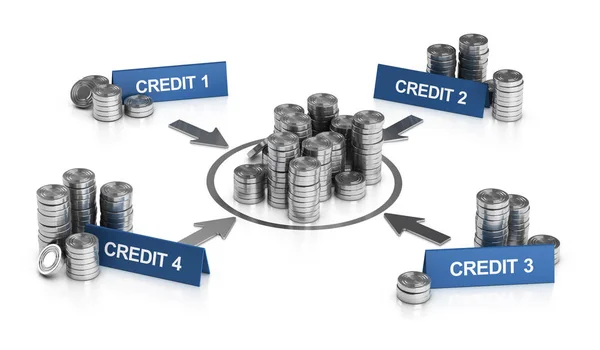 Kredit- oder Kreditkonsolidierung, Schuldenerlass — Stockfoto