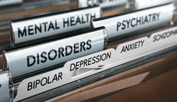Seznam duševních nemocí, psychiatrické poruchy — Stock fotografie