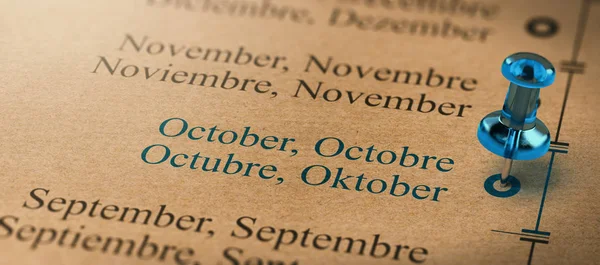 Skupić się na październik, miesięcy roku kalendarzowego — Zdjęcie stockowe