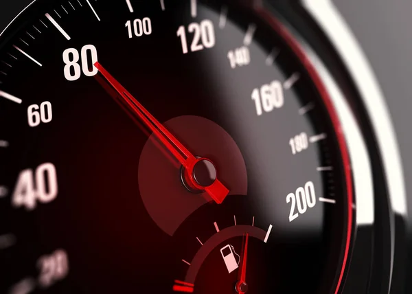 Speedometer, Speed Limit at 80 km per hour — Stock Photo, Image