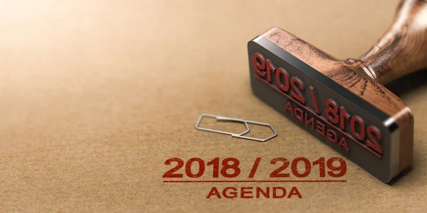 Agenda o pianificazione 2018 2019 su sfondo carta riciclata — Foto Stock