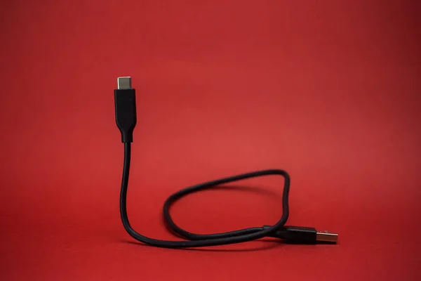 Svart Tråd Usb Typ — Stockfoto