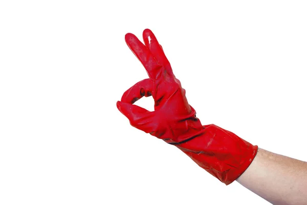 Okay Rubber Glove Red — Stock Photo, Image