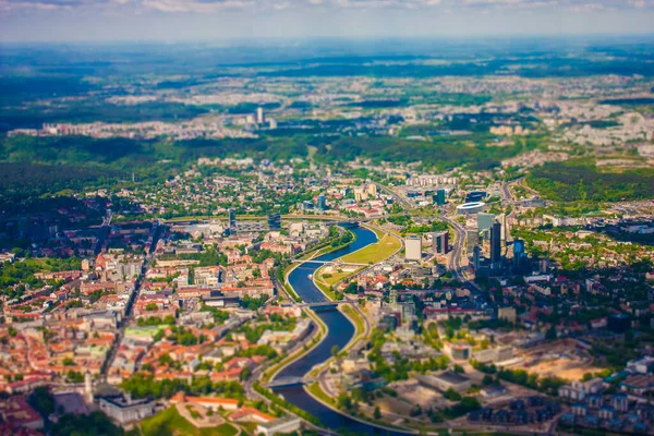 Utsikt Över Staden Från Ett Flygplan — Stockfoto