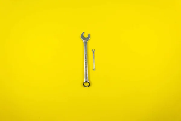 Two Wrenches Yellow Background — Stock Photo, Image