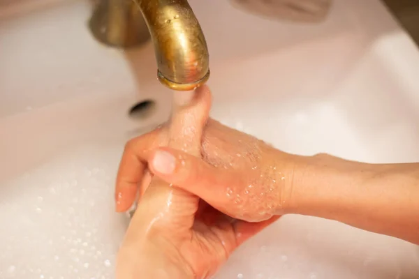 Händewaschen Mit Seife Sauberkeit Und Hygiene — Stockfoto