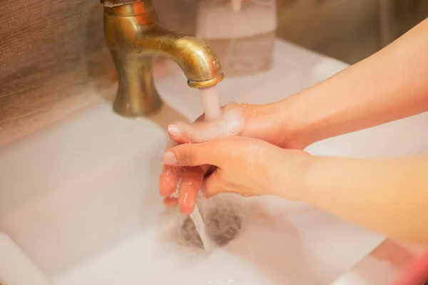 Handtvätt Med Tvål Renlighet Och Hygien — Stockfoto
