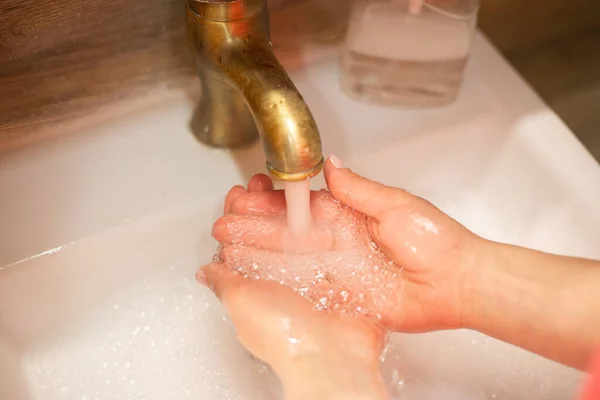 Handtvätt Med Tvål Renlighet Och Hygien — Stockfoto