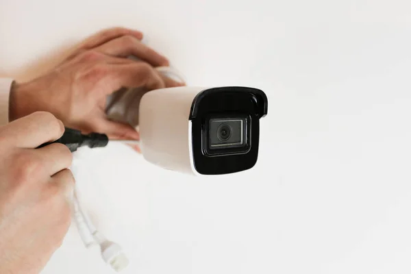 Installazione Telecamere Circuito Chiuso Sicurezza Domestica Videocamera Tecnologia Smart Home — Foto Stock