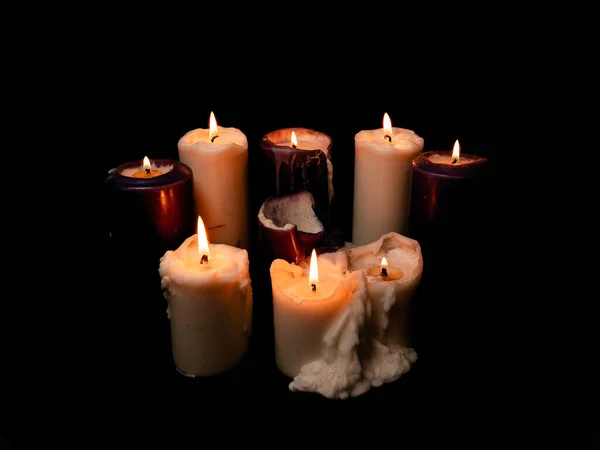 Burning Candles Black Background — Stock Photo, Image