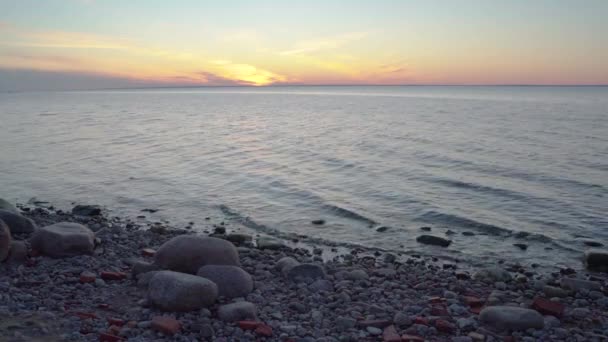 Puesta Sol Sobre Golfo Finlandés Del Mar Báltico Cerca Kronstadt — Vídeos de Stock