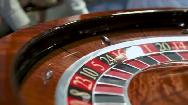 Ruleta v kasinu točí a bílá koule — Stock video