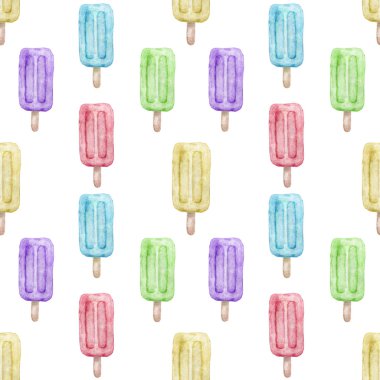 Suluboya dondurmalar sopa seamless modeli yandan illüstrasyon boyalı