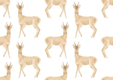 Karaca geyikler el ile Dikişsiz suluboya desen arka plan boyalı