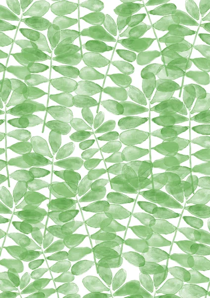 Aquarell-Muster mit grünen Blättern handgemalten Hintergrund — Stockfoto