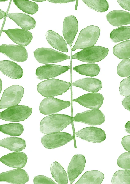 Aquarell grüne Blätter handbemalt botanische Illustration — Stockfoto