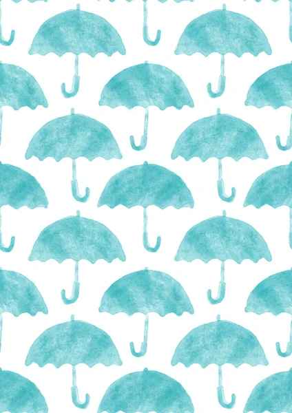 Seamless watercolor pattern with umbrellas hand painted illustration — Stock Photo, Image