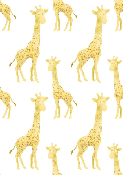 Naadloze aquarel patroon met grappige giraffen hand geschilderd achtergrond — Stockfoto