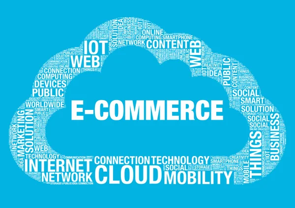 E-Commerce cloud computing vector wordcloud concept illustration — Stock Vector