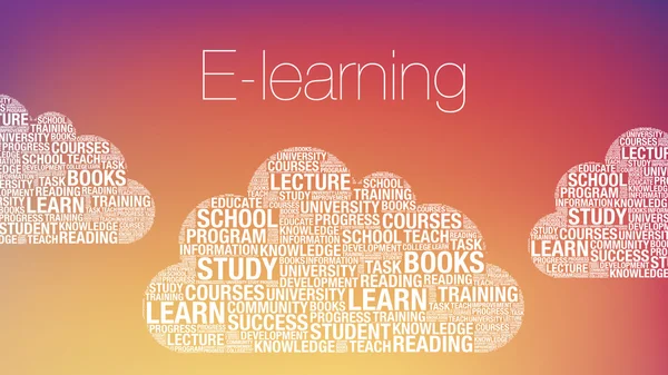 E-öğrenme eğitim kelime bulutu vektör konsepti ile — Stok Vektör